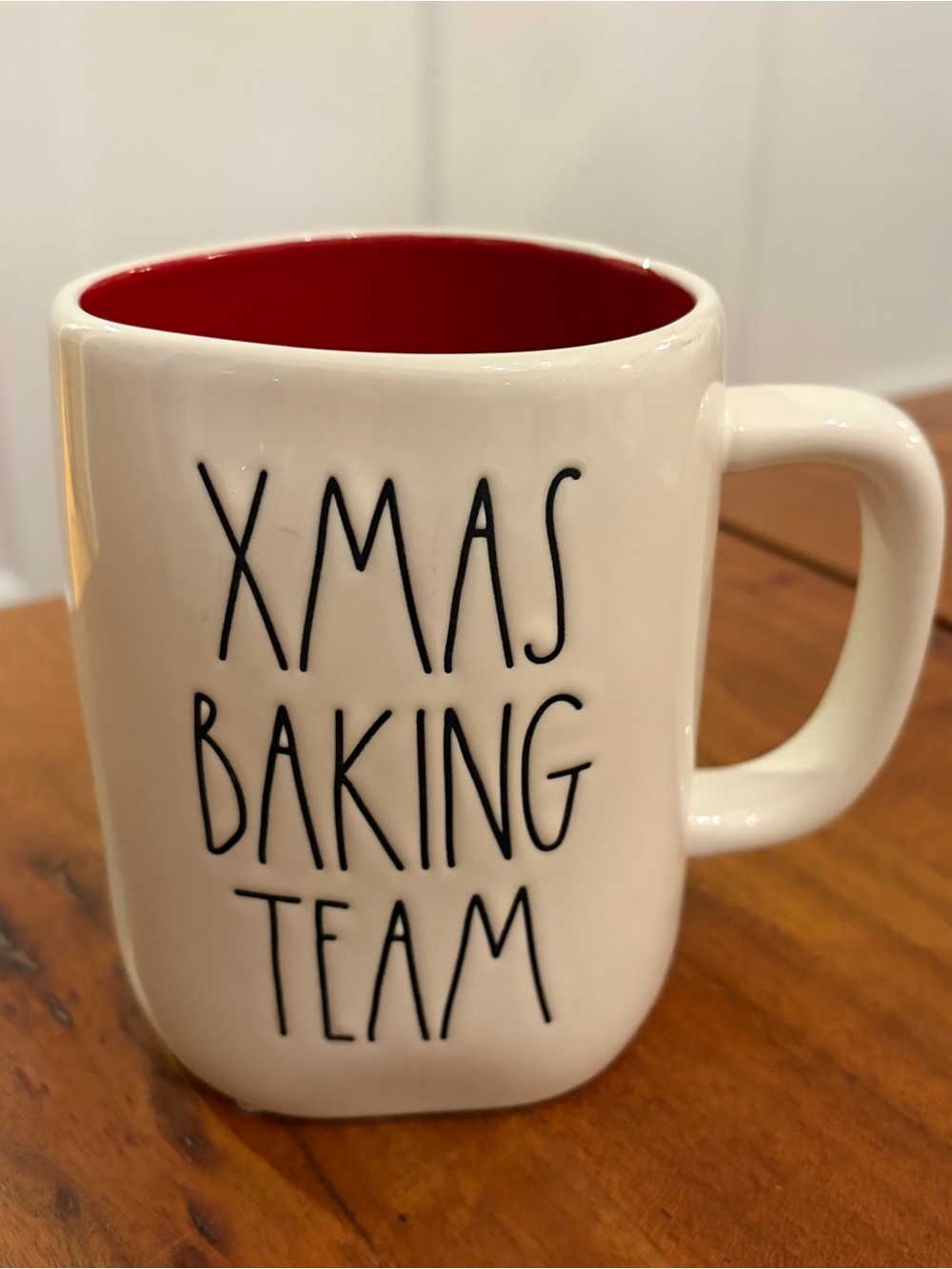 Rae Dunn Xmas Baking Team Coffee Mug White Red Interior Holiday Christmas Cup